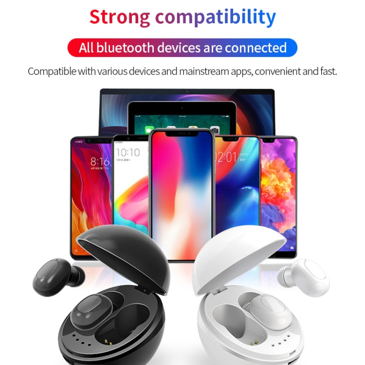 A10 TWS Drahtloser Bluetooth-Kopfhörer in Raumkapselform mit magnetischer Ladebox und Trageband, unterstützt HD-Anrufe und automatische Bluetooth-Kopplung, Black, Black White, White, White + Black