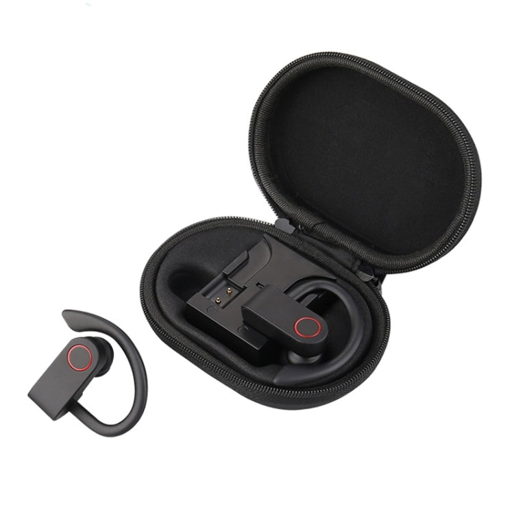 JHO-A9 TWS Kabelloser hängender Ohr-Bluetooth-Kopfhörer mit integrierter Reißverschlusstasche zum Aufladen und Aufbewahren, unterstützt Sprachsteuerung, JHO-A9