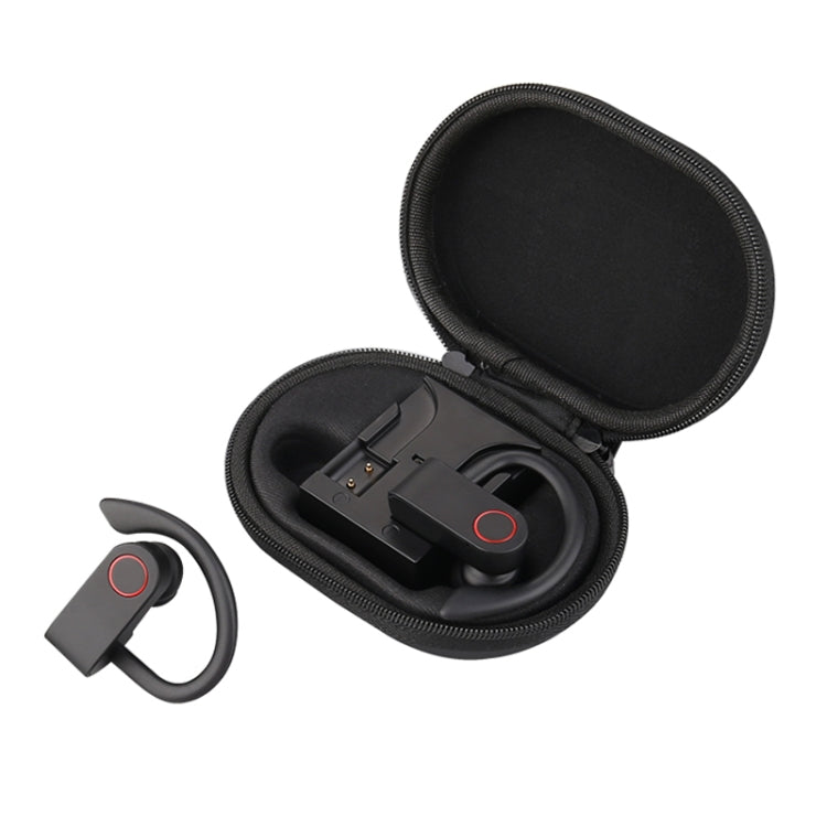 JHO-A9 TWS Kabelloser hängender Ohr-Bluetooth-Kopfhörer mit integrierter Reißverschlusstasche zum Aufladen und Aufbewahren, unterstützt Sprachsteuerung, JHO-A9