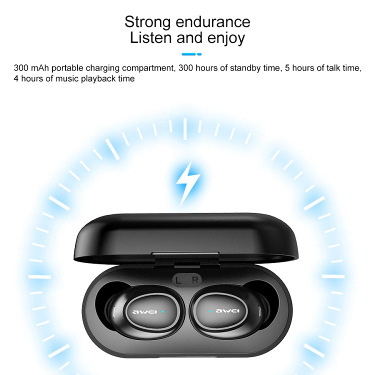 awei T6 TWS Bluetooth V5.0 Ture Kabelloses Sport-Headset mit Ladehülle