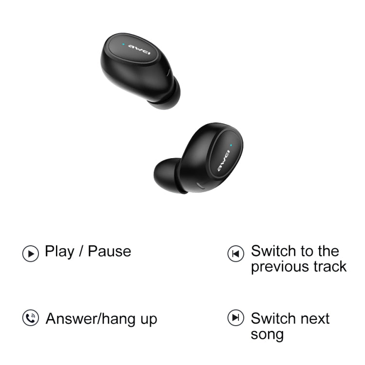 awei T6 TWS Bluetooth V5.0 Ture Kabelloses Sport-Headset mit Ladehülle