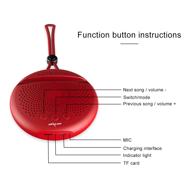 ZEALOT S24 Tragbarer Stereo-Bluetooth-Lautsprecher mit Trageband und Handy-Kartensteckplatz, unterstützt Freisprechanrufe und TF-Karte, S24