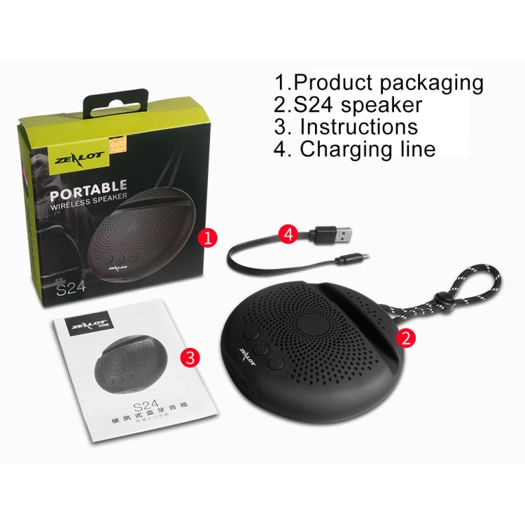 ZEALOT S24 Tragbarer Stereo-Bluetooth-Lautsprecher mit Trageband und Handy-Kartensteckplatz, unterstützt Freisprechanrufe und TF-Karte, S24