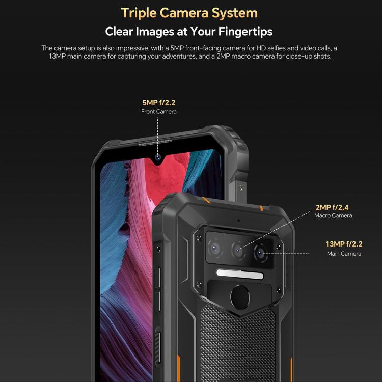 Oukitel WP23 Plus – Robustes Smartphone, 8 GB RAM + 256 GB interner Speicher, 6,52 Zoll Display, Android 14.0, Unisoc T606 Octa-Core-Prozessor, NFC, OTG, 4G-Netzwerk, WP23 Plus, WP23 Plus 8GB+256GB
