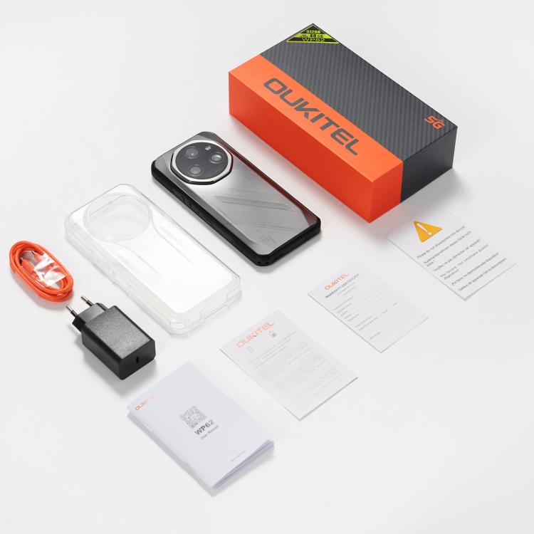Oukitel WP62 Rugged Phone, 8 GB + 256 GB, 108-MP-Kamera, Fingerabdrucksensor, 6,6 Zoll, Android 15, MediaTek Dimensity 7025 Octa-Core-Prozessor, NFC, OTG, 5G-Netzwerk, 8GB+256GB