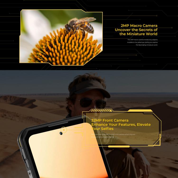 Oukitel WP60 Rugged Phone, 16 GB + 512 GB, Nachtsicht, 108-MP-Kamera, seitlicher Fingerabdrucksensor, 7,2-Zoll-Display, Android 15, MediaTek Dimensity 7025 Octa-Core-Prozessor, NFC, OTG, 5G-Netzwerk, 16GB+512GB