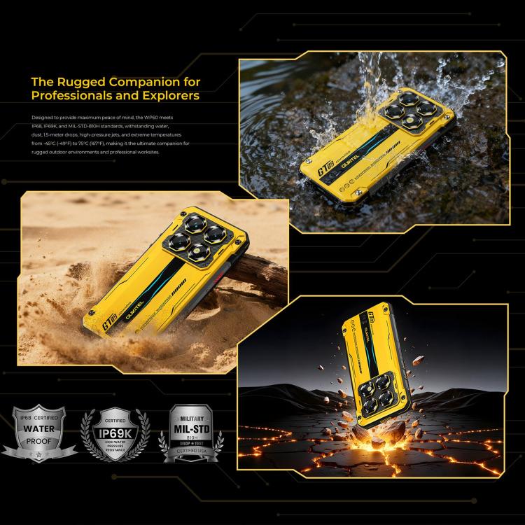 Oukitel WP60 Rugged Phone, 8 GB + 256 GB, Nachtsicht, 108-MP-Kamera, seitlicher Fingerabdrucksensor, 7,2-Zoll-Display, Android 15, MediaTek Dimensity 7025 Octa-Core-Prozessor, NFC, OTG, 5G-Netzwerk, 8GB+256GB