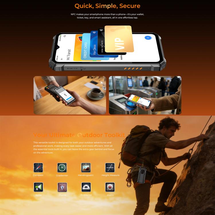 Oukitel G6 Rugged Phone, 4 GB + 128 GB, Fingerabdrucksensor, 10600-mAh-Akku, 6,52 Zoll, Android 16.0, Unisoc T615 Octa-Core-Prozessor, NFC, OTG, Netzwerk: 4G, 4GB+128GB
