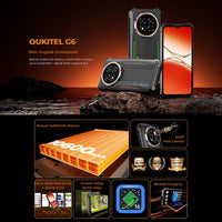 Oukitel G6 Rugged Phone, 8 GB + 256 GB, Fingerabdrucksensor, 10600-mAh-Akku, 6,52 Zoll, Android 16.0, Unisoc T615 Octa-Core-Prozessor, NFC, OTG, Netzwerk: 4G, 6GB+256GB