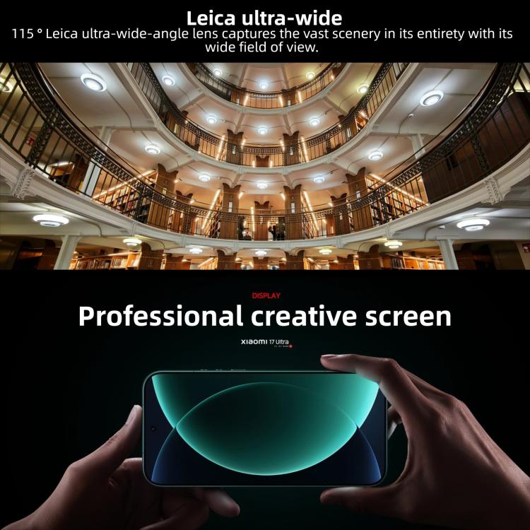 Xiaomi 17 Ultra, 16 GB + 1 TB, 3D-Ultraschall-Fingerabdrucksensor, 6,9 Zoll Xiaomi HyperOS 3, Snapdragon 8 Elite Gen 5 Octa-Core-Prozessor, NFC, Netzwerk: 5G, 16GB+1TB