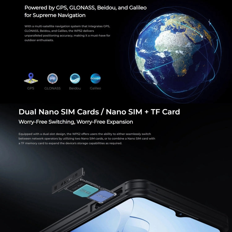 Oukitel WP52 5G Robustes Telefon, 4 GB + 256 GB, 6,6 Zoll Android 14.0 MediaTek Dimensity 6100+ Octa-Core 3,0 GHz, NFC, OTG, Netzwerk: 5G, WP52