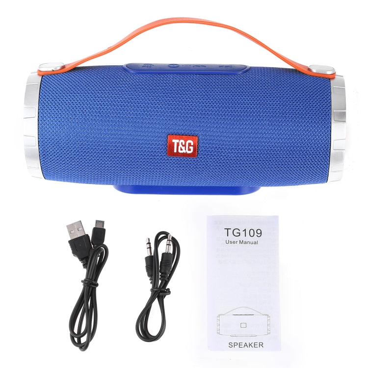 T&G TG109 Tragbarer kabelloser Bluetooth V4.2-Stereolautsprecher mit Griff, integriertem Mikrofon, Unterstützung für Freisprechanrufe, TF-Karte, AUX-IN und FM, TG109
