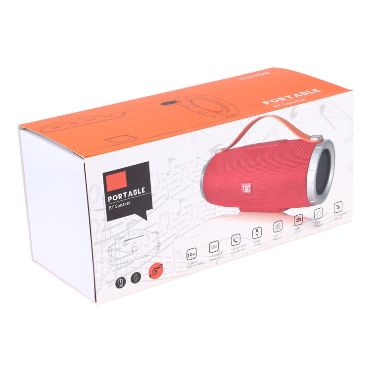 T&G TG109 Tragbarer kabelloser Bluetooth V4.2-Stereolautsprecher mit Griff, integriertem Mikrofon, Unterstützung für Freisprechanrufe, TF-Karte, AUX-IN und FM, TG109