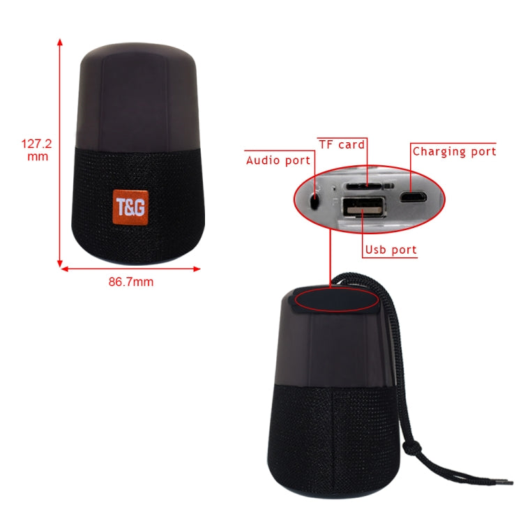 T&G TG168 Tragbarer kabelloser Bluetooth V5.0-Stereolautsprecher mit Griff, integriertem Mikrofon, unterstützt blinkendes LED-Licht, TF-Karte, U-Disk, AUX-IN und FM, TG168