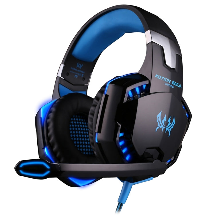 KOTION EACH G2000 Over-Ear-Game-Gaming-Kopfhörer-Headset mit Mikrofon, Stereo-Bass-LED-Licht für PC-Gamer, Kabellänge: ca. 2,2 m (weiß + rot), G2000