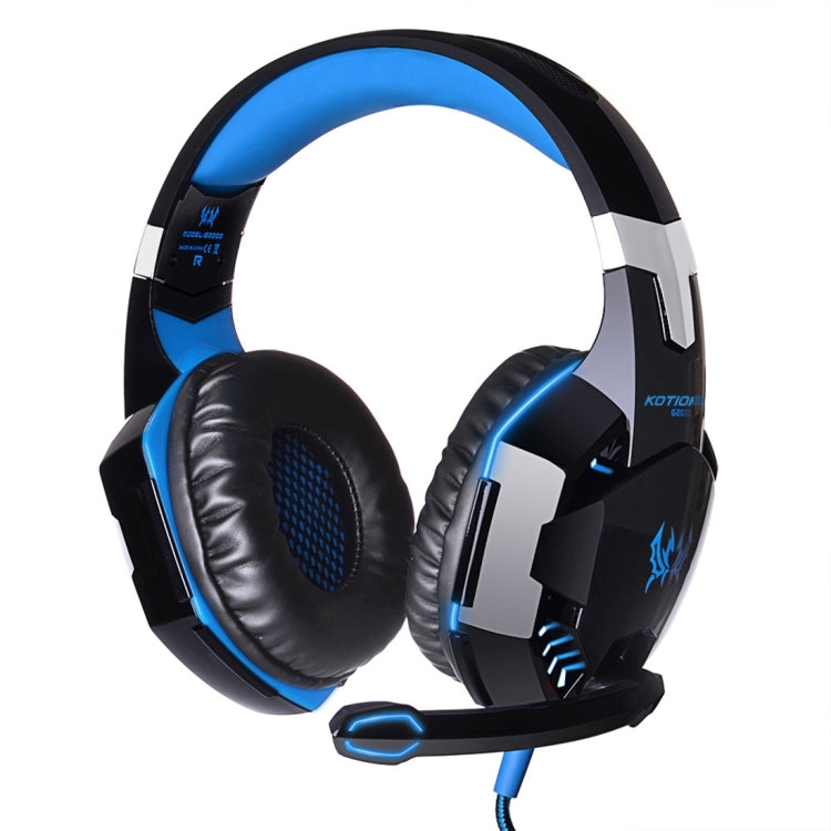 KOTION EACH G2000 Over-Ear-Game-Gaming-Kopfhörer-Headset mit Mikrofon, Stereo-Bass-LED-Licht für PC-Gamer, Kabellänge: ca. 2,2 m (weiß + rot), G2000