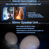 KOTION EACH G2000 Over-Ear-Game-Gaming-Kopfhörer-Headset mit Mikrofon, Stereo-Bass-LED-Licht für PC-Gamer, Kabellänge: ca. 2,2 m (weiß + rot), G2000