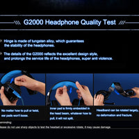 KOTION EACH G2000 Over-Ear-Game-Gaming-Kopfhörer-Headset mit Mikrofon, Stereo-Bass-LED-Licht für PC-Gamer, Kabellänge: ca. 2,2 m (weiß + rot), G2000