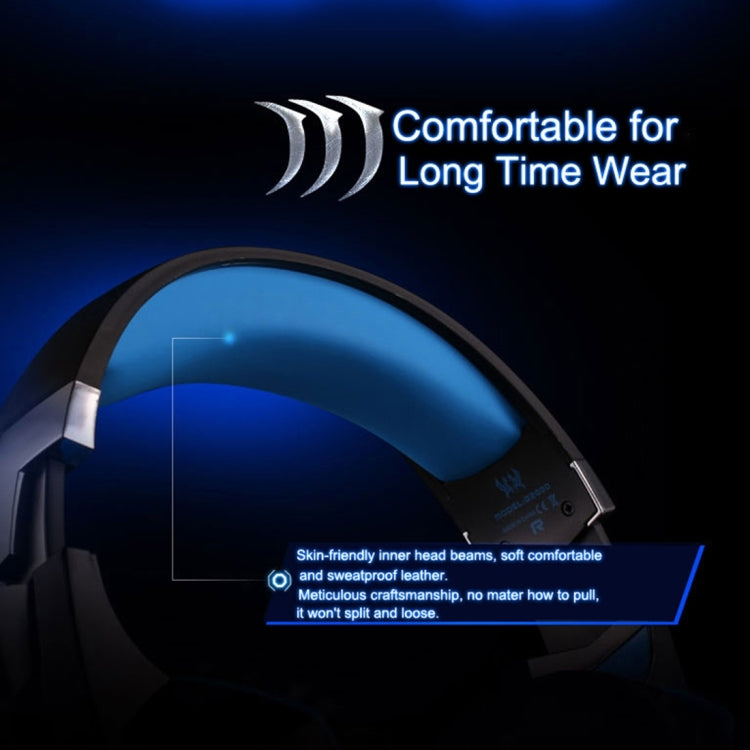 KOTION EACH G2000 Over-Ear-Game-Gaming-Kopfhörer-Headset mit Mikrofon, Stereo-Bass-LED-Licht für PC-Gamer, Kabellänge: ca. 2,2 m (weiß + rot), G2000