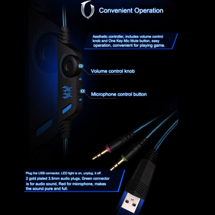 KOTION EACH G2000 Over-Ear-Game-Gaming-Kopfhörer-Headset mit Mikrofon, Stereo-Bass-LED-Licht für PC-Gamer, Kabellänge: ca. 2,2 m (weiß + rot), G2000