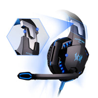 KOTION EACH G2000 Over-Ear-Game-Gaming-Kopfhörer-Headset mit Mikrofon, Stereo-Bass-LED-Licht für PC-Gamer, Kabellänge: ca. 2,2 m (weiß + rot), G2000