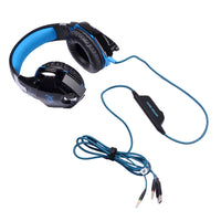 KOTION EACH G2000 Over-Ear-Game-Gaming-Kopfhörer-Headset mit Mikrofon, Stereo-Bass-LED-Licht für PC-Gamer, Kabellänge: ca. 2,2 m (weiß + rot), G2000