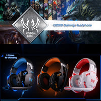 KOTION EACH G2000 Over-Ear-Game-Gaming-Kopfhörer-Headset mit Mikrofon, Stereo-Bass-LED-Licht für PC-Gamer, Kabellänge: ca. 2,2 m (weiß + rot), G2000