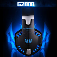 KOTION EACH G2000 Over-Ear-Game-Gaming-Kopfhörer-Headset mit Mikrofon, Stereo-Bass-LED-Licht für PC-Gamer, Kabellänge: ca. 2,2 m (weiß + rot), G2000