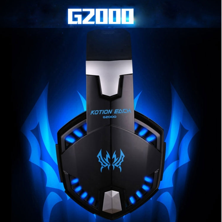 KOTION EACH G2000 Over-Ear-Game-Gaming-Kopfhörer-Headset mit Mikrofon, Stereo-Bass-LED-Licht für PC-Gamer, Kabellänge: ca. 2,2 m (weiß + rot), G2000