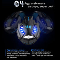 KOTION EACH G9000 3,5-mm-Game-Gaming-Kopfhörer-Headset mit Mikrofon-LED-Licht für Laptop/Tablet/Handys, Kabellänge: ca. 2,2 m, G9000