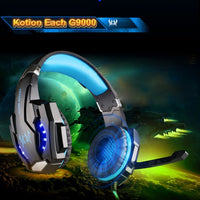 KOTION EACH G9000 3,5-mm-Game-Gaming-Kopfhörer-Headset mit Mikrofon-LED-Licht für Laptop/Tablet/Handys, Kabellänge: ca. 2,2 m, G9000