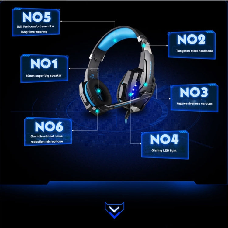 KOTION EACH G9000 3,5-mm-Game-Gaming-Kopfhörer-Headset mit Mikrofon-LED-Licht für Laptop/Tablet/Handys, Kabellänge: ca. 2,2 m, G9000
