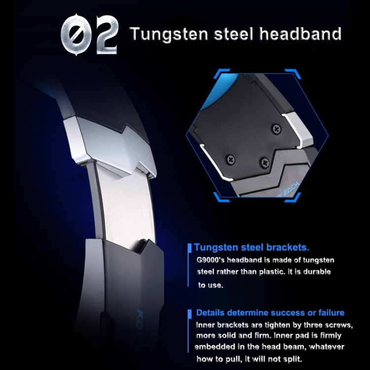 KOTION EACH G9000 3,5-mm-Game-Gaming-Kopfhörer-Headset mit Mikrofon-LED-Licht für Laptop/Tablet/Handys, Kabellänge: ca. 2,2 m, G9000