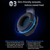 KOTION EACH G9000 3,5-mm-Game-Gaming-Kopfhörer-Headset mit Mikrofon-LED-Licht für Laptop/Tablet/Handys, Kabellänge: ca. 2,2 m, G9000