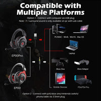 EKSA E900 Pro 7.1 Gaming Kabelgesteuertes, kopfmontiertes, leuchtendes USB-Gaming-Headset mit Mikrofon, E900 Pro