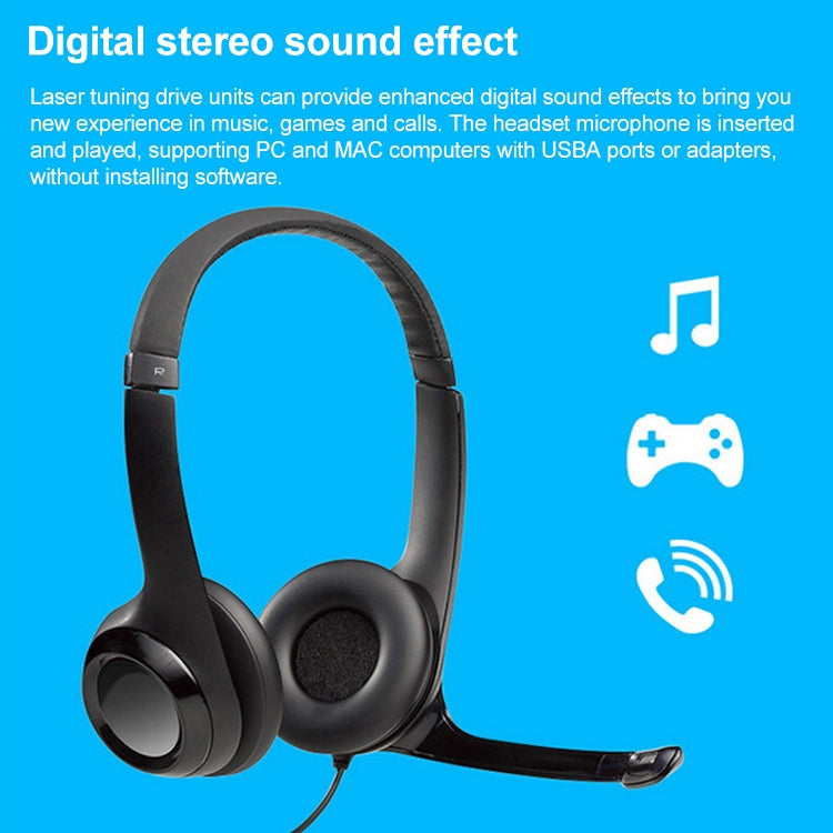 Logitech H390 USB-Kabel-Headset-Stereokopfhörer mit geräuschunterdrückendem Mikrofon