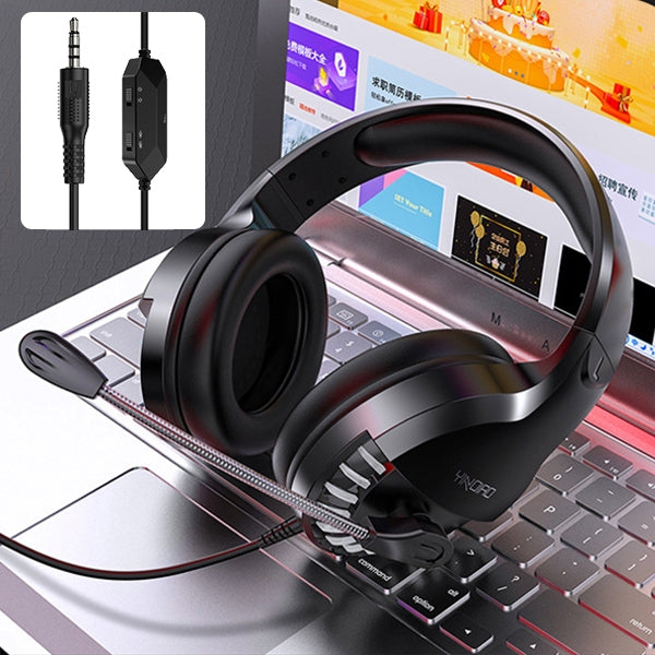 YINDIAO Q2 Kopfmontiertes kabelgebundenes Gaming-Headset mit Mikrofon, Version: Single 3,5 mm, Q2 Single 3.5mm(Black)