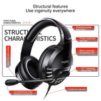 YINDIAO Q2 Kopfmontiertes kabelgebundenes Gaming-Headset mit Mikrofon, Version: Single 3,5 mm, Q2 Single 3.5mm(Black)