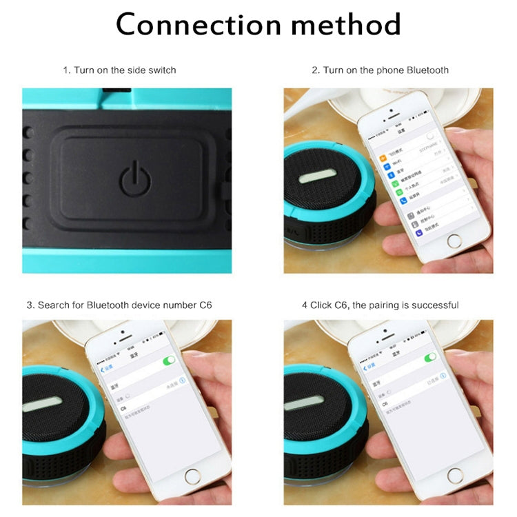 C6 Wasserdichter Bluetooth-Außenlautsprecher mit Saugnapf, unterstützt Freisprechen