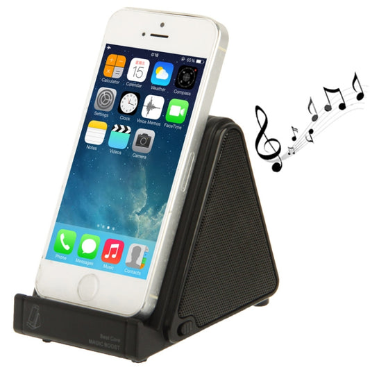 Kabelloser Magic Audio Amplifying Induktionslautsprecherhalter für iPhone 5 & 5S & 5C / 4 & 4S (Schwarz)