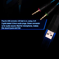 JEDES G2000 Over-Ear-Stereo-Bass-Gaming-Headset mit Mikrofon und LED-Licht für Computer, Kabellänge: 2,2 m