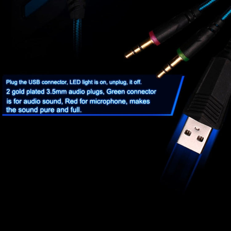 JEDES G2000 Over-Ear-Stereo-Bass-Gaming-Headset mit Mikrofon und LED-Licht für Computer, Kabellänge: 2,2 m