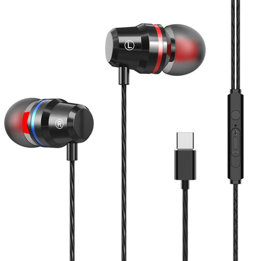 USB-C/Typ-C-Schnittstelle, kabelgebundener Mega-Bass-In-Ear-Kopfhörer mit Mikrofon