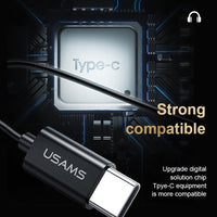 USAMS US-SJ482 EP-43 In-Ear-Ohrhörer mit USB-C/Typ-C-Schnittstelle, Metall, digitale HiFi-Rauschunterdrückung, Mikrofon und digitaler Chip, Länge: 1,2 m