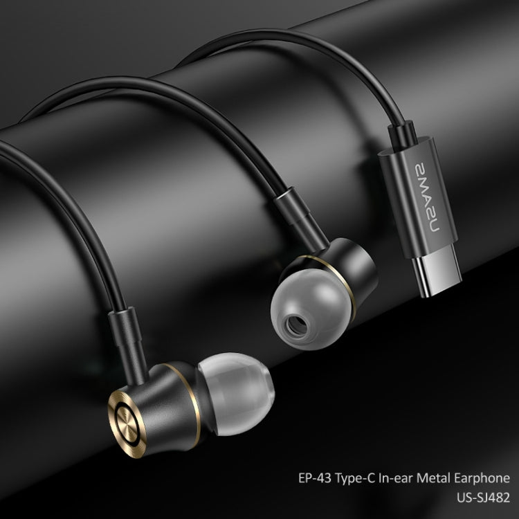 USAMS US-SJ482 EP-43 In-Ear-Ohrhörer mit USB-C/Typ-C-Schnittstelle, Metall, digitale HiFi-Rauschunterdrückung, Mikrofon und digitaler Chip, Länge: 1,2 m