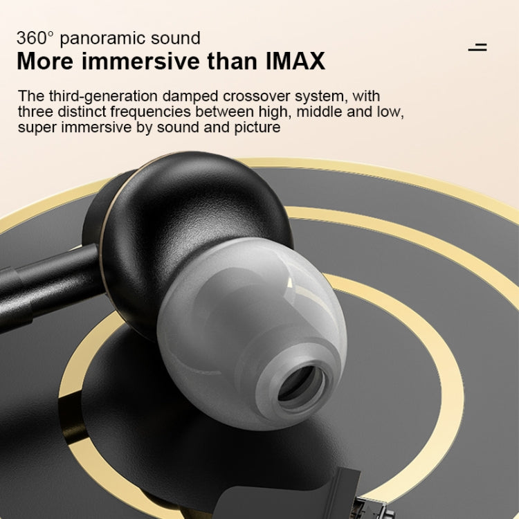 USAMS US-SJ482 EP-43 In-Ear-Ohrhörer mit USB-C/Typ-C-Schnittstelle, Metall, digitale HiFi-Rauschunterdrückung, Mikrofon und digitaler Chip, Länge: 1,2 m