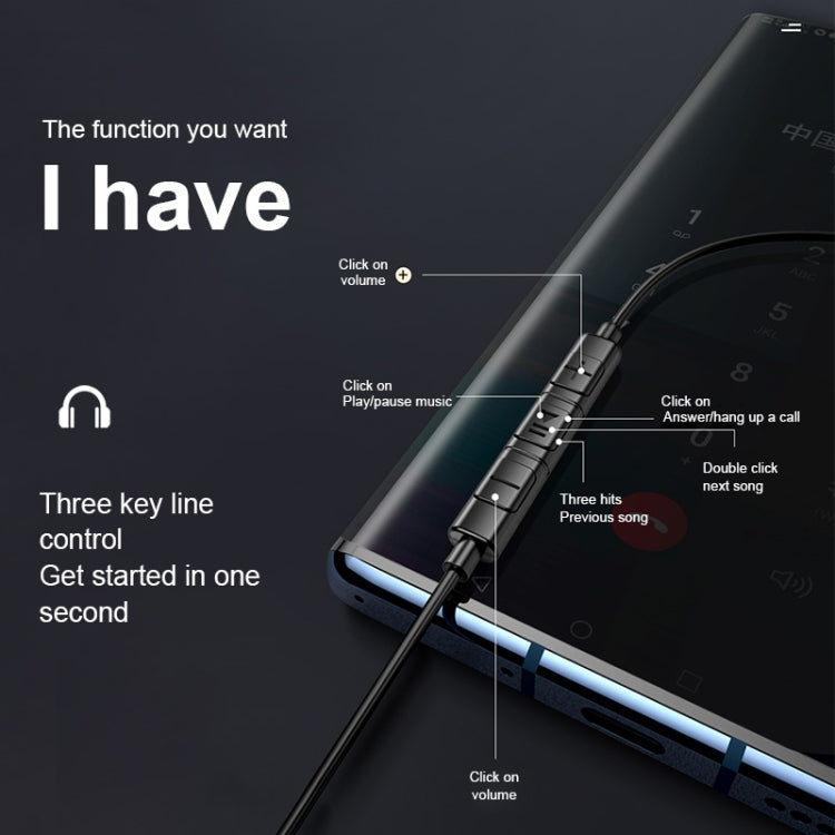 USAMS US-SJ482 EP-43 In-Ear-Ohrhörer mit USB-C/Typ-C-Schnittstelle, Metall, digitale HiFi-Rauschunterdrückung, Mikrofon und digitaler Chip, Länge: 1,2 m
