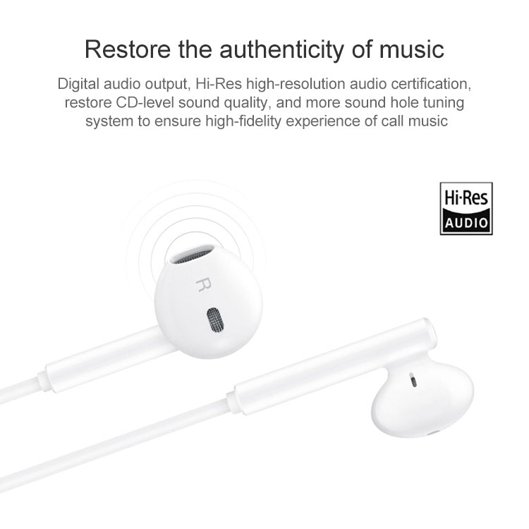 Original Honor AM33 USB-C / Typ-C klassischer kabelgebundener In-Ear-Ohrhörer mit Rauschunterdrückung, unterstützt Kabelsteuerung und Anruf