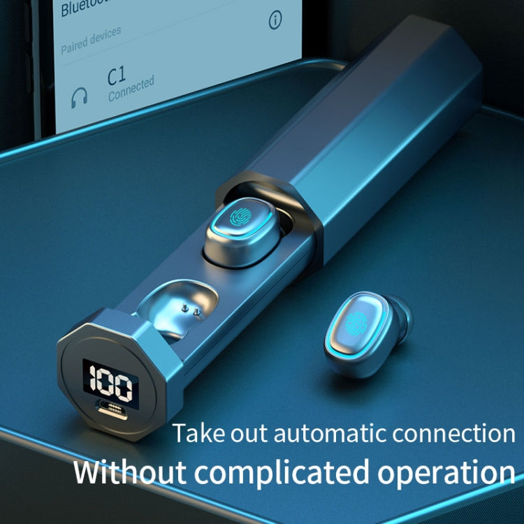 C1 Bluetooth 5.0 TWS Touch Polygonal Digital Display True Wireless Bluetooth Kopfhörer mit Ladebox, Polygonal
