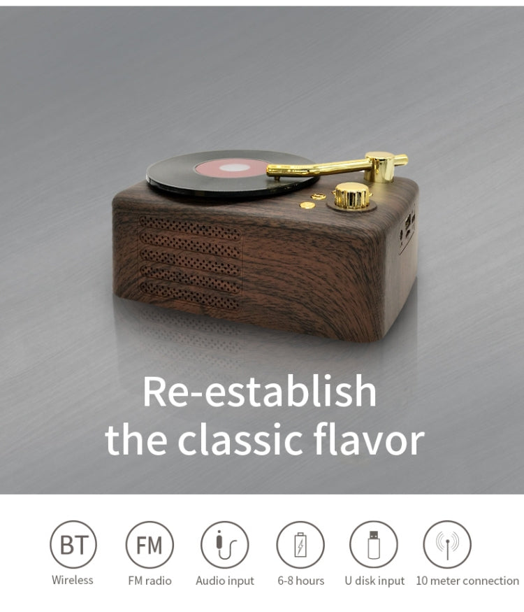 Bluetooth-Lautsprecher im Retro-Stil, integrierte hochempfindliche FM-Empfangsantenne, Langzeitreise, T12 (Brown)